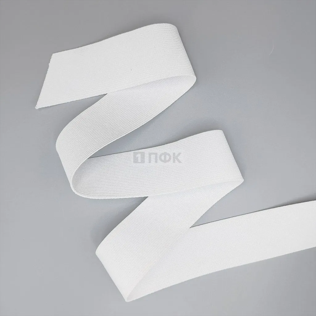 Резинка тканая 40мм 25.6 гр/м цв белый (уп 40м/320м)