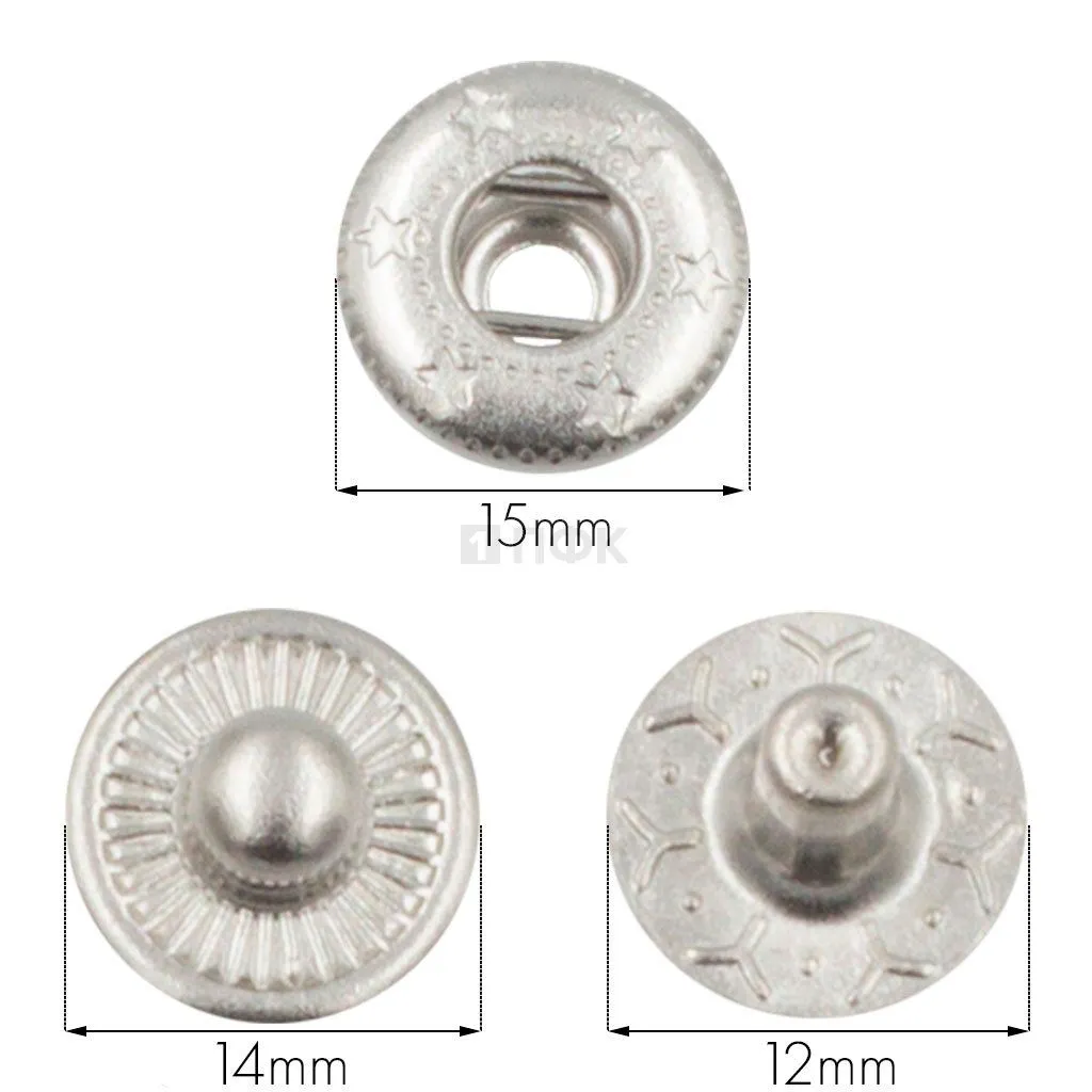 3 Части кнопки для одежды 15мм Альфа нерж цв никель (уп 720шт) STORM