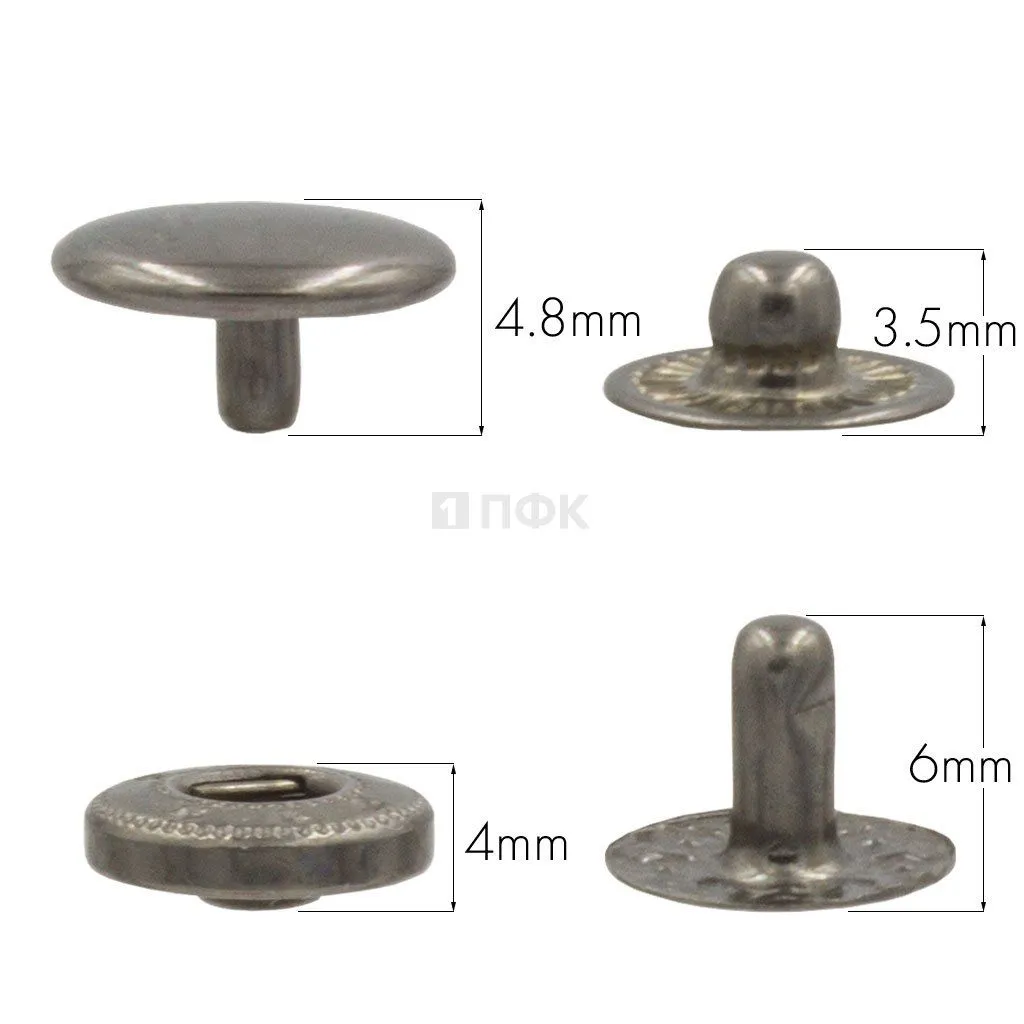 Кнопка для одежды 10мм Альфа сталь цв никель тем (уп 1440шт) STRONG