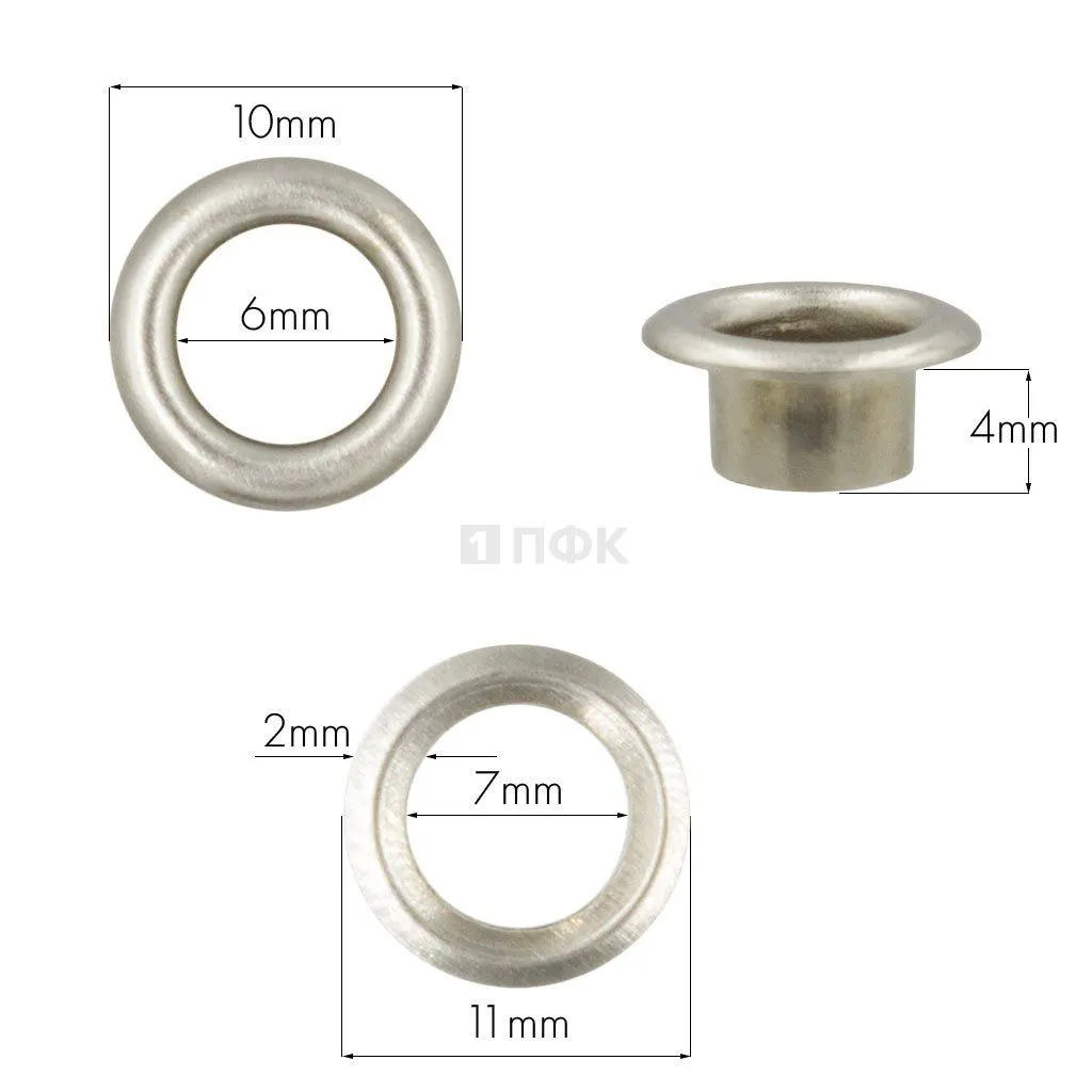 Люверсы №4 6мм сталь эконом цв никель (уп 5000шт/100000шт) 