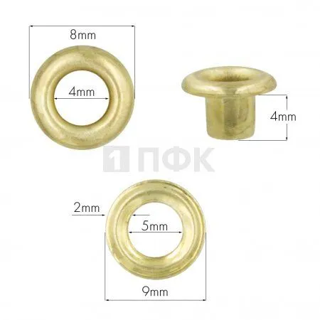 люверсы №2 4мм сталь эконом цв золото (уп 5000/200000шт)