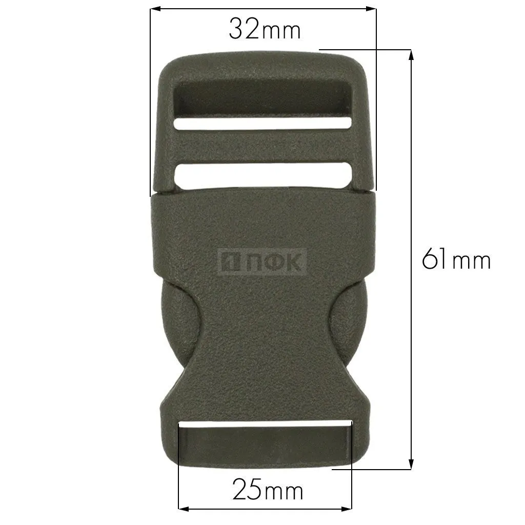 Фастекс A-25 (защелка-трезубец) ПФЛ 25мм цв хаки (уп 1000шт)