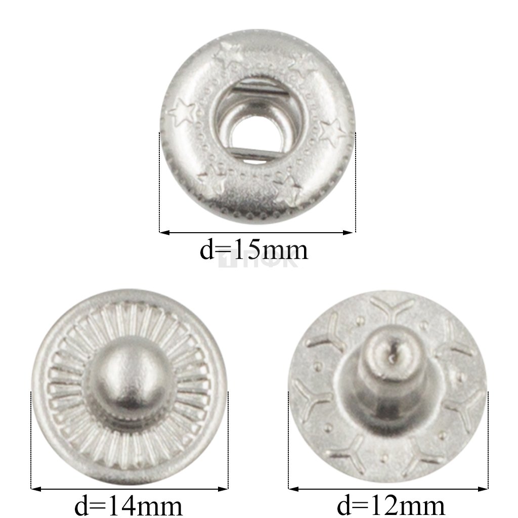 3 Части кнопки для одежды 15мм Альфа латунь цв никель (уп 720шт)